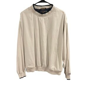 Y2K 2001 Tommy Hilfiger Golf Beige Pullover Windbreaker Jacket Size Large
